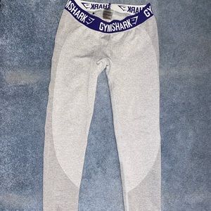 GYM SHARK GRAY LEGGINGS WITH PURPLE BAND